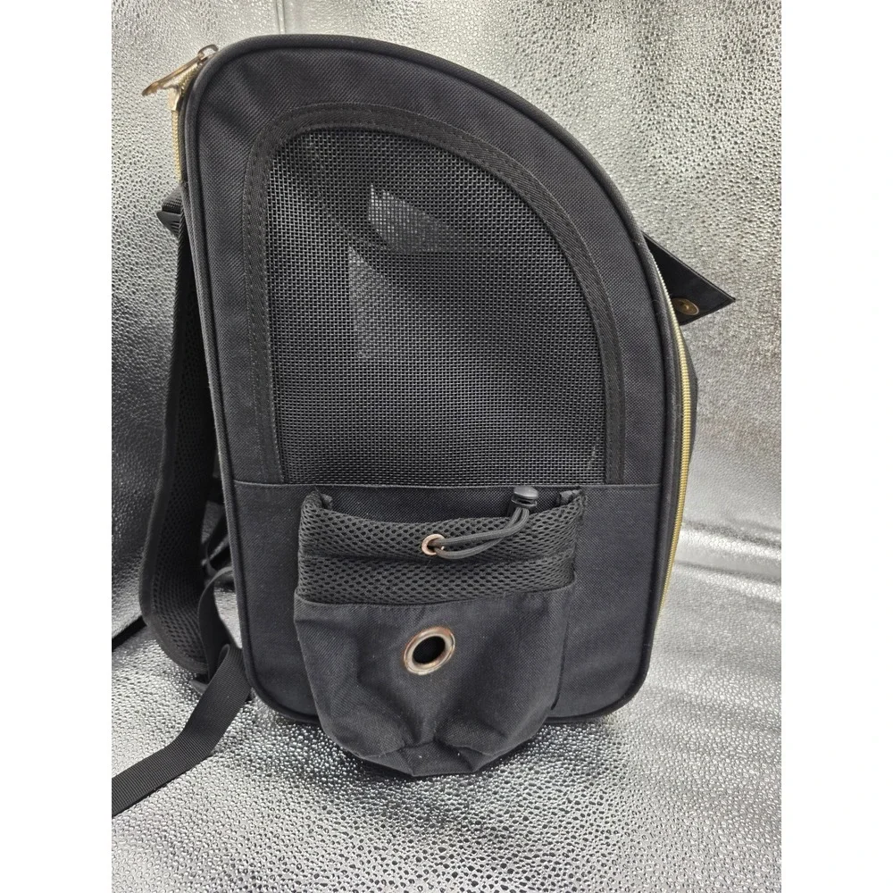 Goodio Pet Carrier Backpack Black Gold Small Dog Cat Breathable Mesh Travel Bag